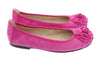 Daniela Fargion Fuschia Suede Camelia Toe Flat Suede Ballerina Shoes-