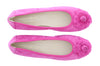 Daniela Fargion Fuschia Suede Camelia Toe Flat Suede Ballerina Shoes-