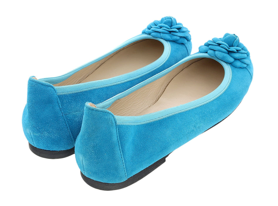 Daniela Fargion Fuschia Suede Camelia Toe Flat Suede Ballerina Shoes-