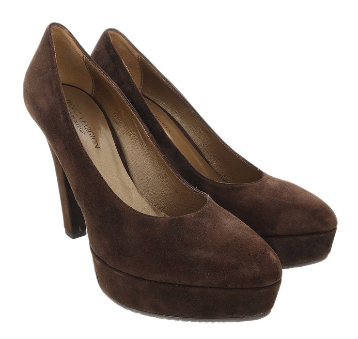 Daniela Fargion Brown Suede Platform Pump Heels-9.5