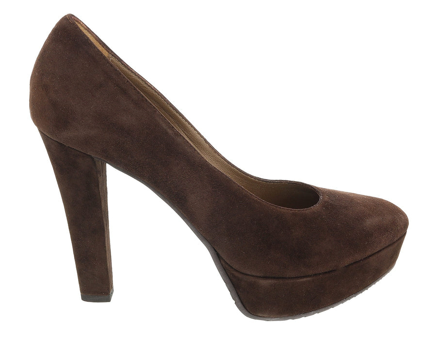 Daniela Fargion Brown Suede Suede Platform Pump Heels-