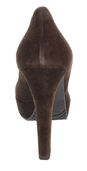Daniela Fargion Brown Suede Suede Platform Pump Heels-