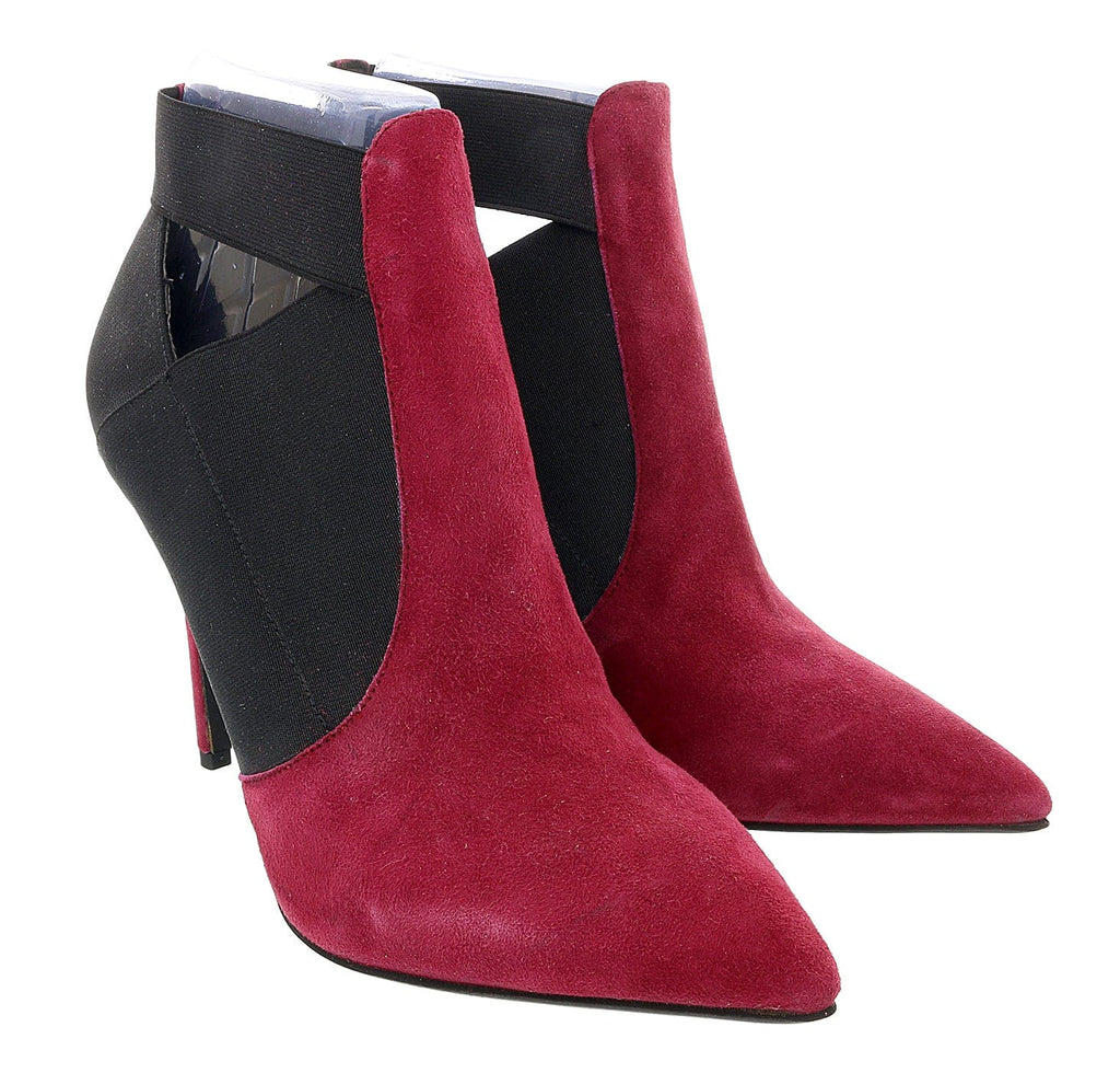Daniela Fargion Black Red Suede Cut Out High Heel Ankle Boots-11