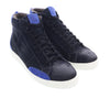 Daniela Fargion Black Blue Suede Mid Top Distressed Leather Fashion Sneakers-10