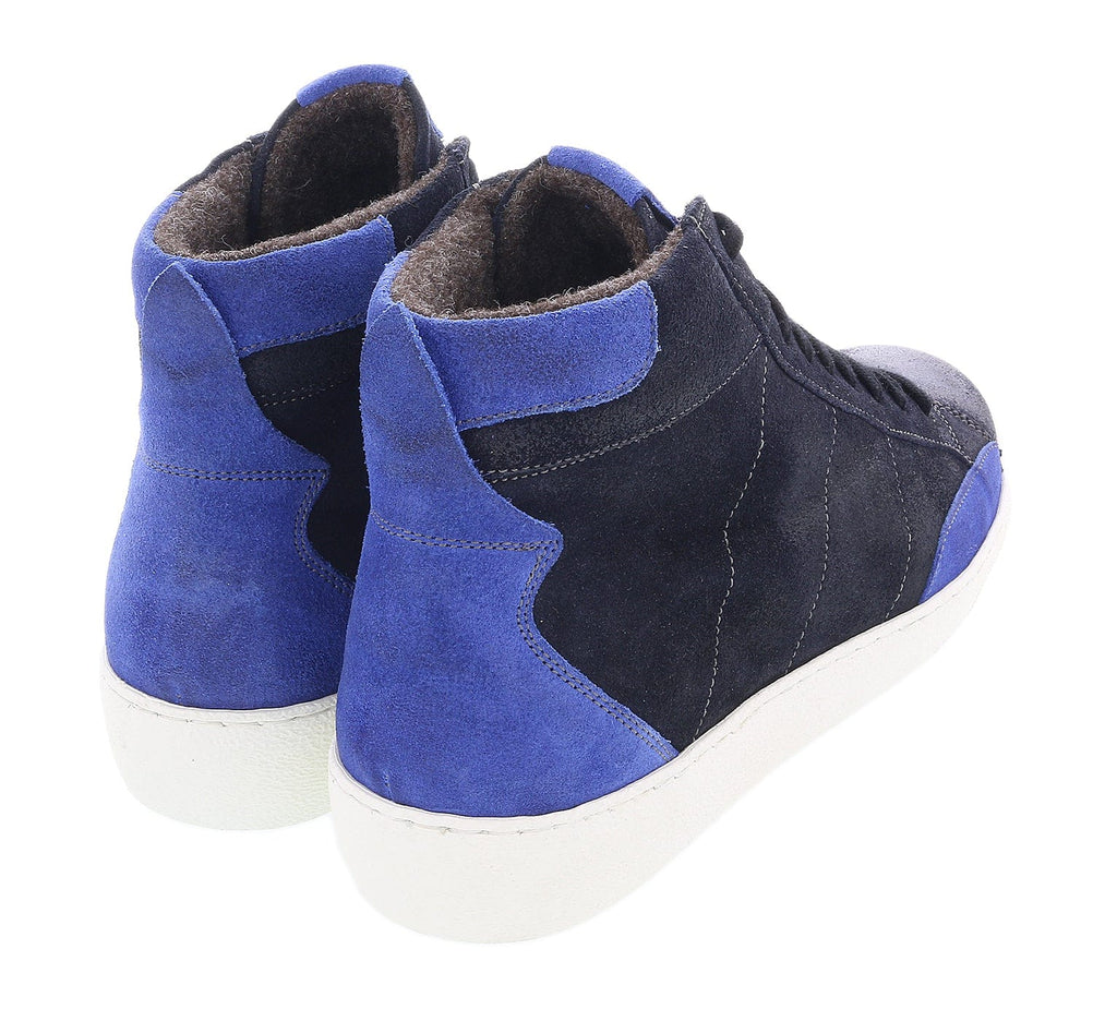 Daniela Fargion Black Blue Suede Suede Mid Top Distressed Leather Fashion Sneakers-