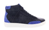 Daniela Fargion Black Blue Suede Suede Mid Top Distressed Leather Fashion Sneakers-