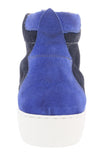 Daniela Fargion Black Blue Suede Suede Mid Top Distressed Leather Fashion Sneakers-