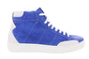 Daniela Fargion Blue White Suede Mid Top Distressed Leather Fashion Sneakers-