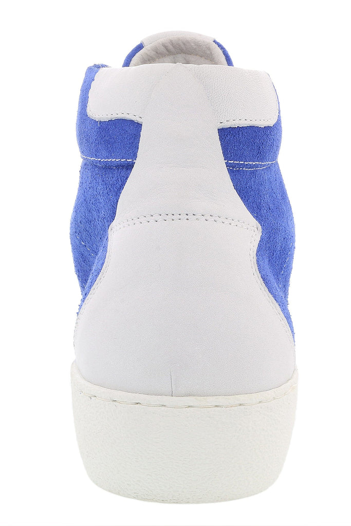 Daniela Fargion Blue White Suede Mid Top Distressed Leather Fashion Sneakers-