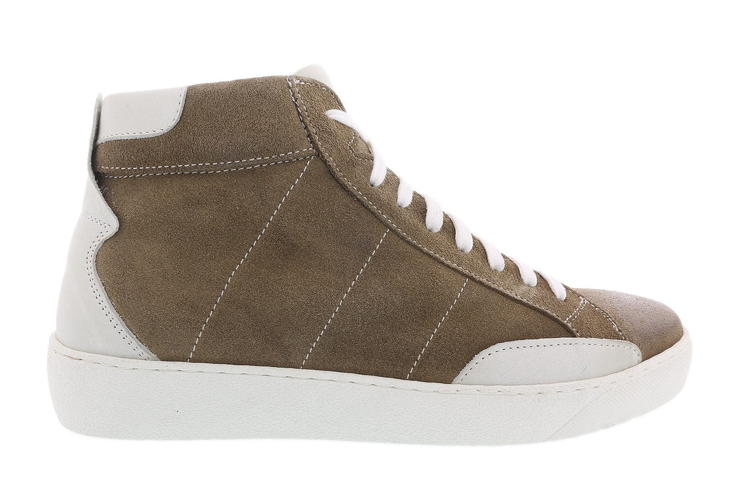 Daniela Fargion Camel Suede Suede Mid Top Distressed Leather Fashion Sneakers-