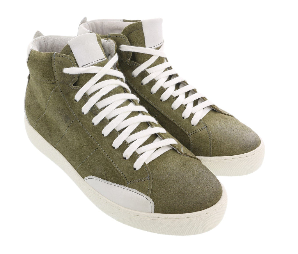 Daniela Fargion Olive Suede Suede Mid Top Distressed Leather Fashion Sneakers-