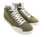 Daniela Fargion Olive Suede Suede Mid Top Distressed Leather Fashion Sneakers-
