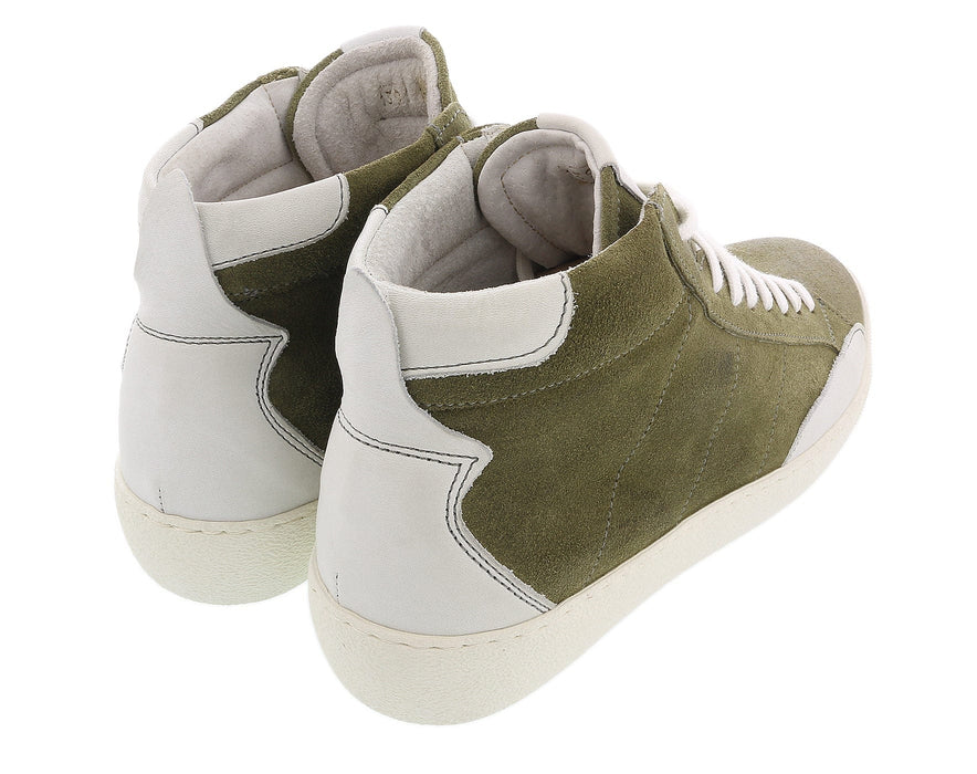 Daniela Fargion Olive Suede Suede Mid Top Distressed Leather Fashion Sneakers-