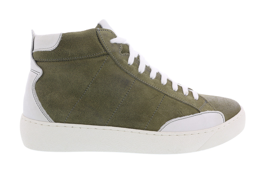 Daniela Fargion Olive Suede Suede Mid Top Distressed Leather Fashion Sneakers-