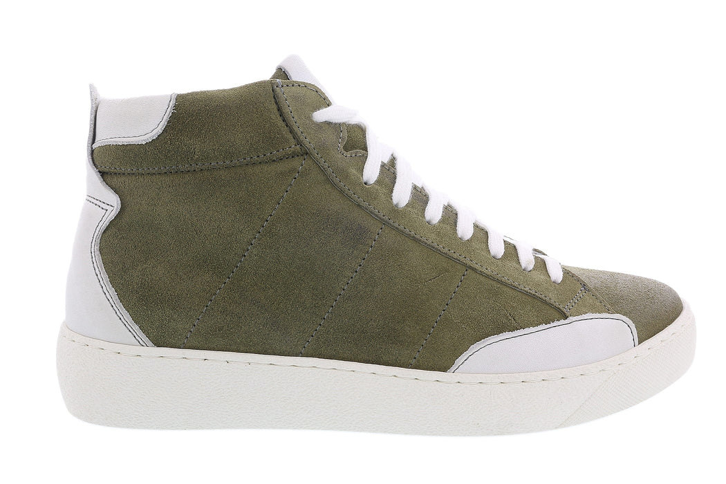 Daniela Fargion Olive Suede Suede Mid Top Distressed Leather Fashion Sneakers-