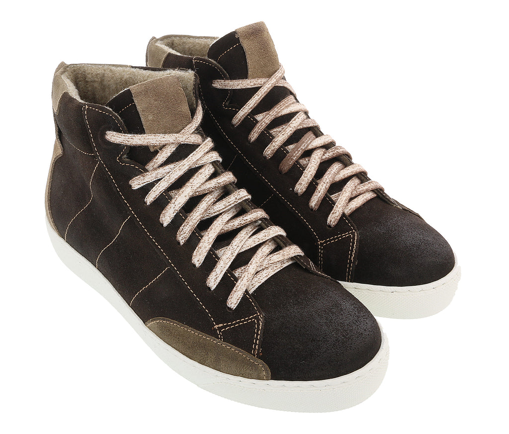 Daniela Fargion Brown Camel Suede Mid Top Distressed Leather Fashion Sneakers-9