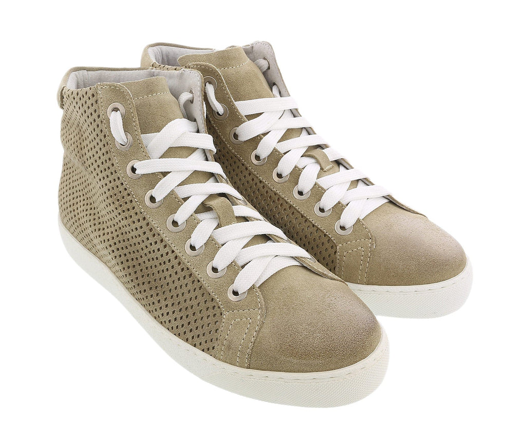 Daniela Fargion Sand Suede Mid Top Leather Fashion Sneakers-11