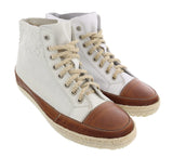 Daniela Fargion Tan White Leather Espadrille High Top Sneakers-