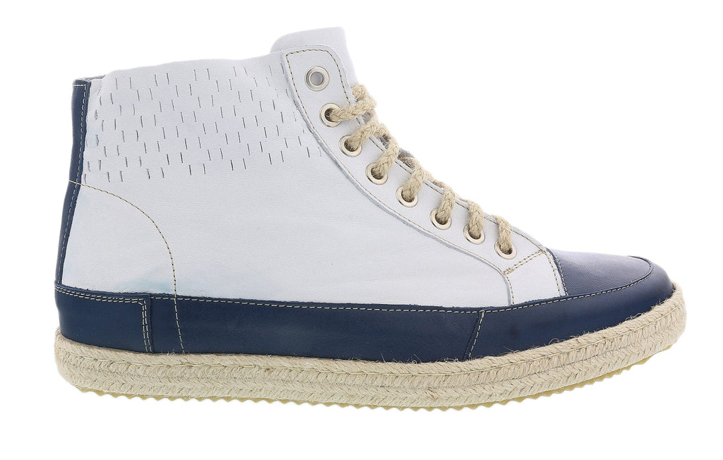 Daniela Fargion Blue White Leather Espadrille High Top Sneakers-