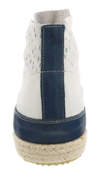 Daniela Fargion Blue White Leather Espadrille High Top Sneakers-