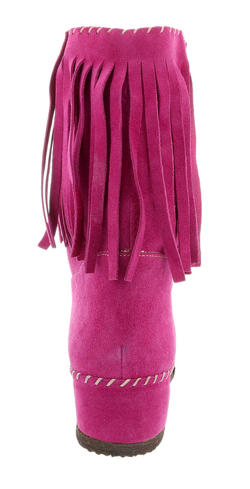 Daniela Fargion Fuschia Suede Suede Mid Calf Low Wedge Heel Boots-