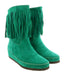 Daniela Fargion Green Suede Suede Mid Calf Low Wedge Heel Boots-