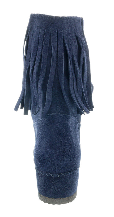 Daniela Fargion Blue Suede Suede Mid Calf Low Wedge Heel Boots-