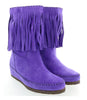 Daniela Fargion Violet Suede Mid Calf Low Wedge Heel Boots-9