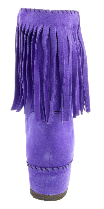 Daniela Fargion Violet Suede Suede Mid Calf Low Wedge Heel Boots-