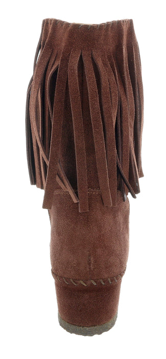 Daniela Fargion Dark Brown Suede Suede Mid Calf Low Wedge Heel Boots-