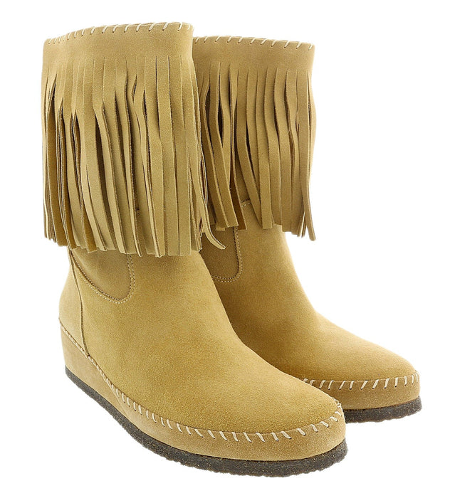 Daniela Fargion Dark Brown Suede Mid Calf Low Wedge Heel Boots-12