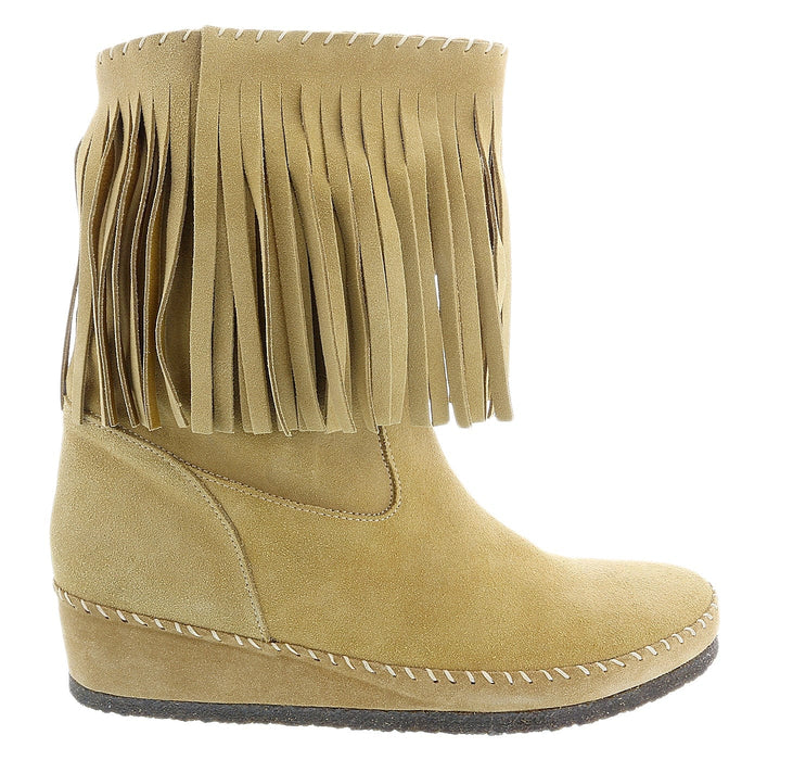 Daniela Fargion Dark Brown Suede Suede Mid Calf Low Wedge Heel Boots-