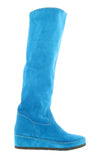 Daniela Fargion Turquoise Suede Suede Knee High Wedge Low Heel Boots-