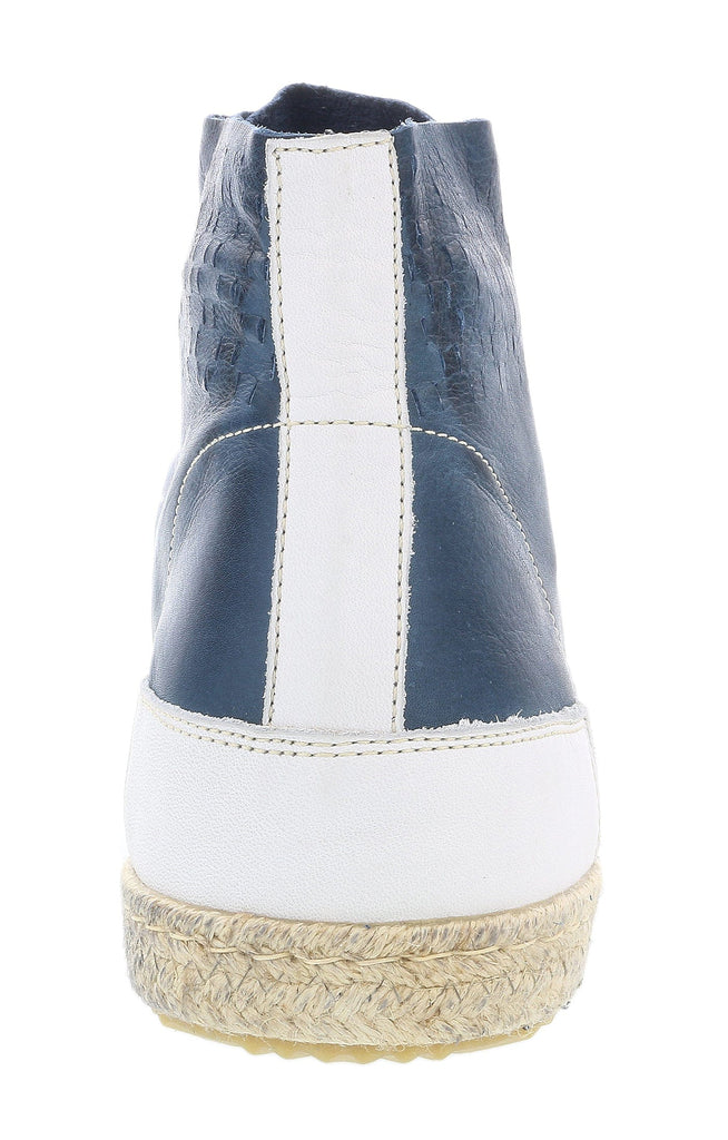 DANIELA FARGION Blue/White Leather Espadrille High Top Sneakers-