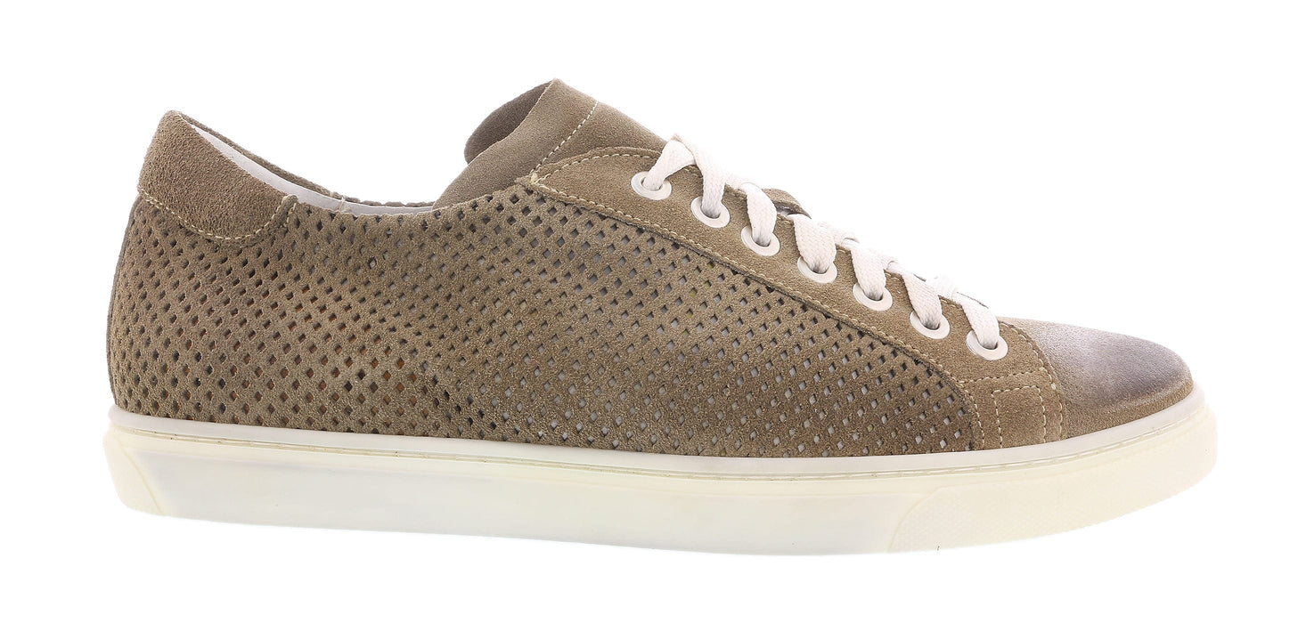 DANIELA FARGION Beige Perforated Suede Low Top Sneakers-