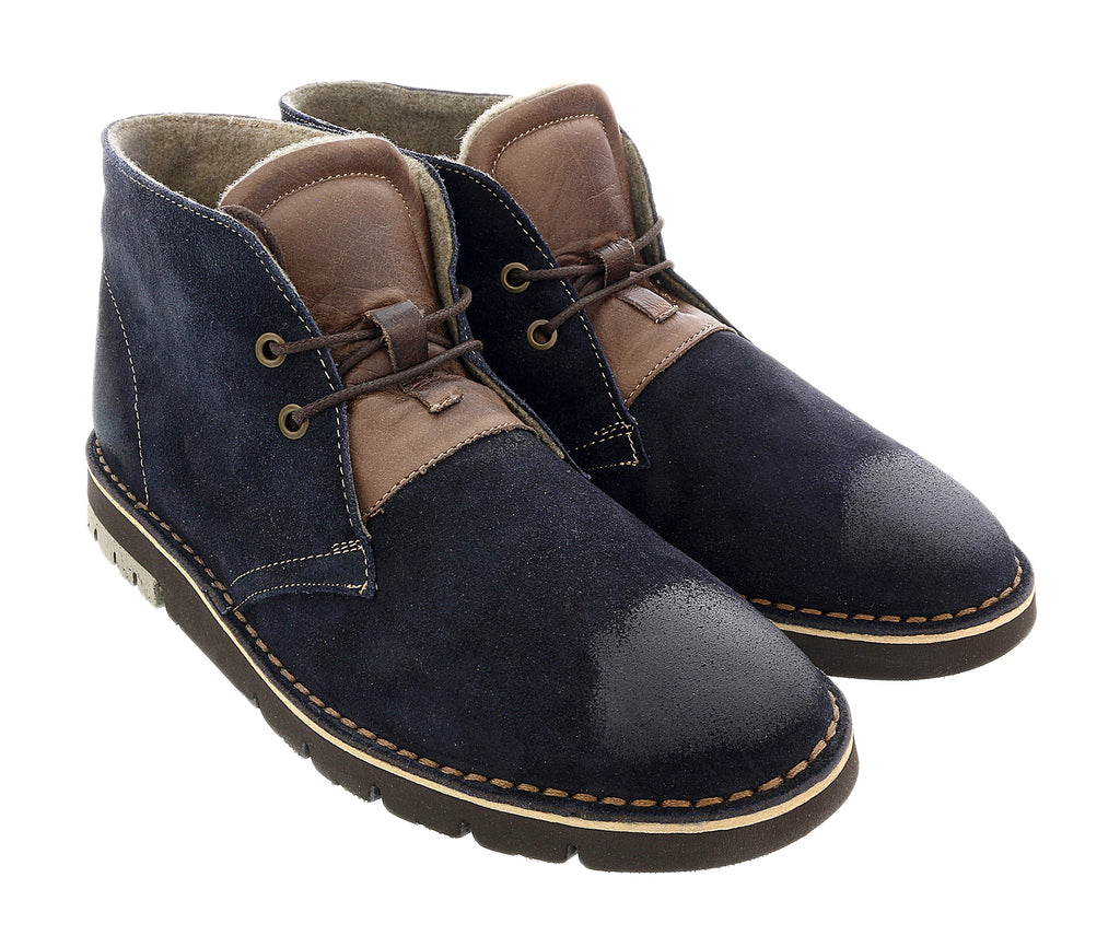 DANIELA FARGION Blue Leather Suede Ankle Boots-