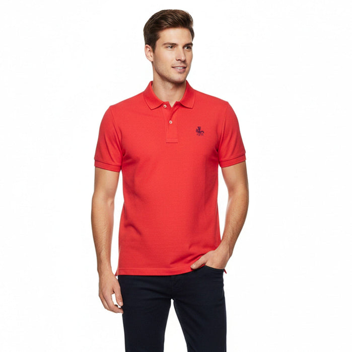 Piacenza Pure Cotton Bright Red Short Sleeve Polo Shirt-S