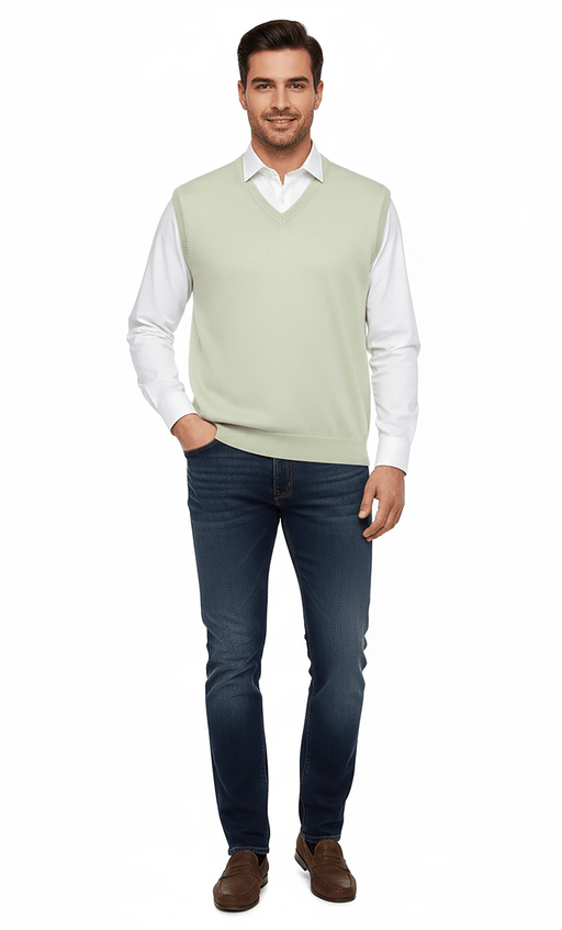 Piacenza Pure Cashmere Soft Seafoam Green V-Neck Vest