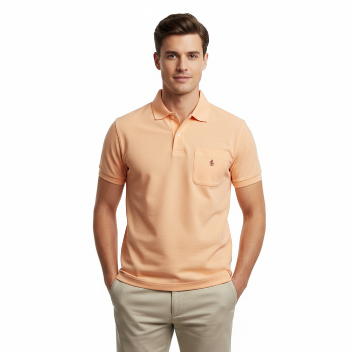 Piacenza Pure Cotton Soft Peach Short  Sleeve Polo Shirt