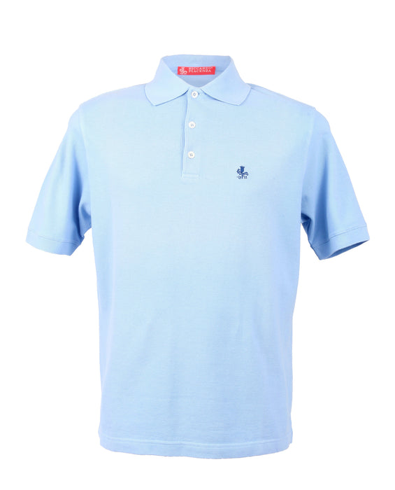 Piacenza Pure Cotton Light Blue Short Sleeve Polo Shirt-XS