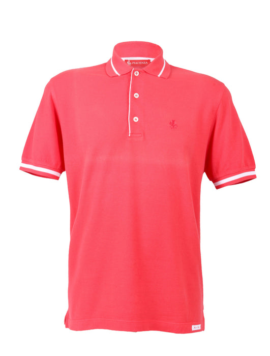 Piacenza Pure Cotton Red Short Sleeve Polo Shirt-XS