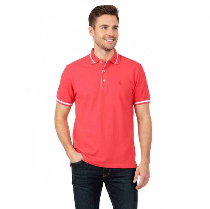Piacenza Pure Cotton Red Short Sleeve Polo Shirt-XS