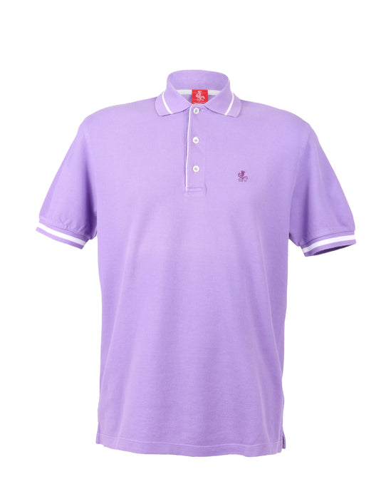 Piacenza Pure Cotton Soft Purple Short Sleeve Polo Shirt-XS