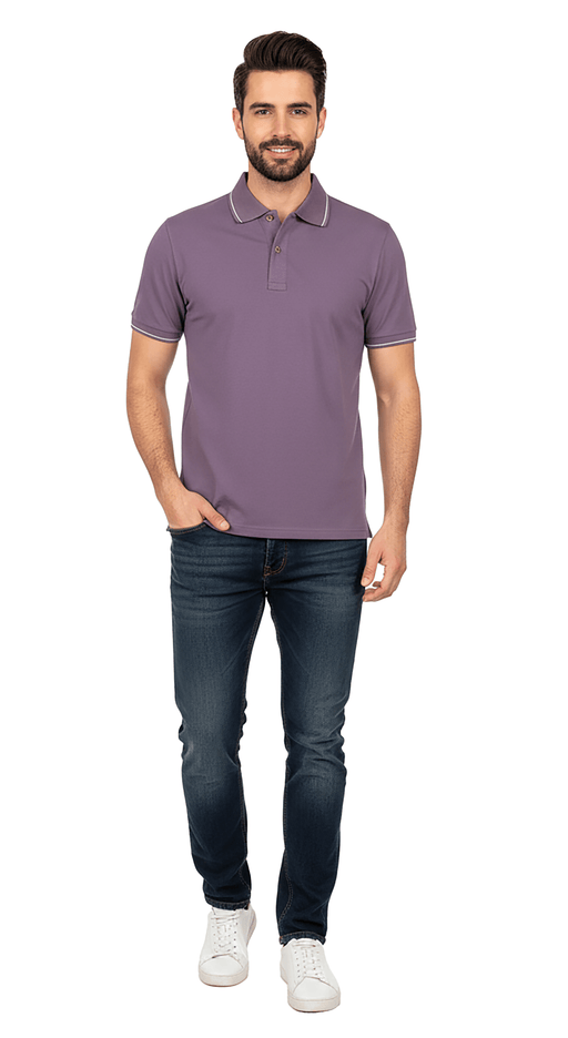 Piacenza Pure Cotton Soft Mauve Short  Sleeve Polo Shirt