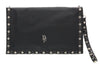 Manufact Defect Daniela Fargion Black Silver Leather Wristlet/Pouch Clutch