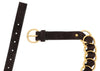 Damaged/Store Return Miu Miu Ebony Leather Woven Gold Chain Choker Necklace-One Size