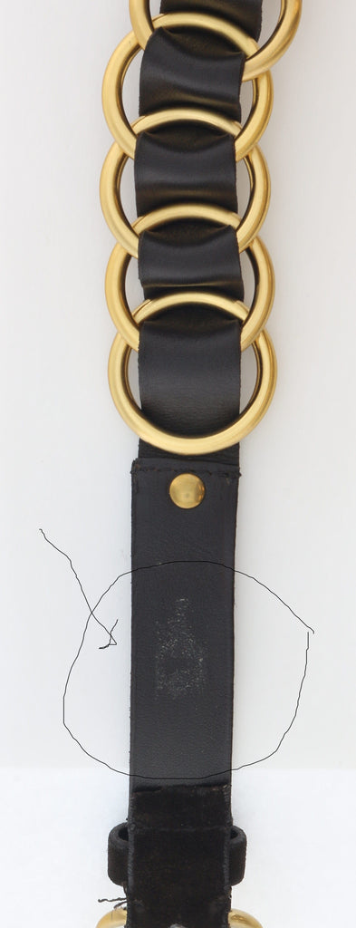Damaged/Store Return Miu Miu Ebony Leather Woven Gold Chain Choker Necklace-One Size