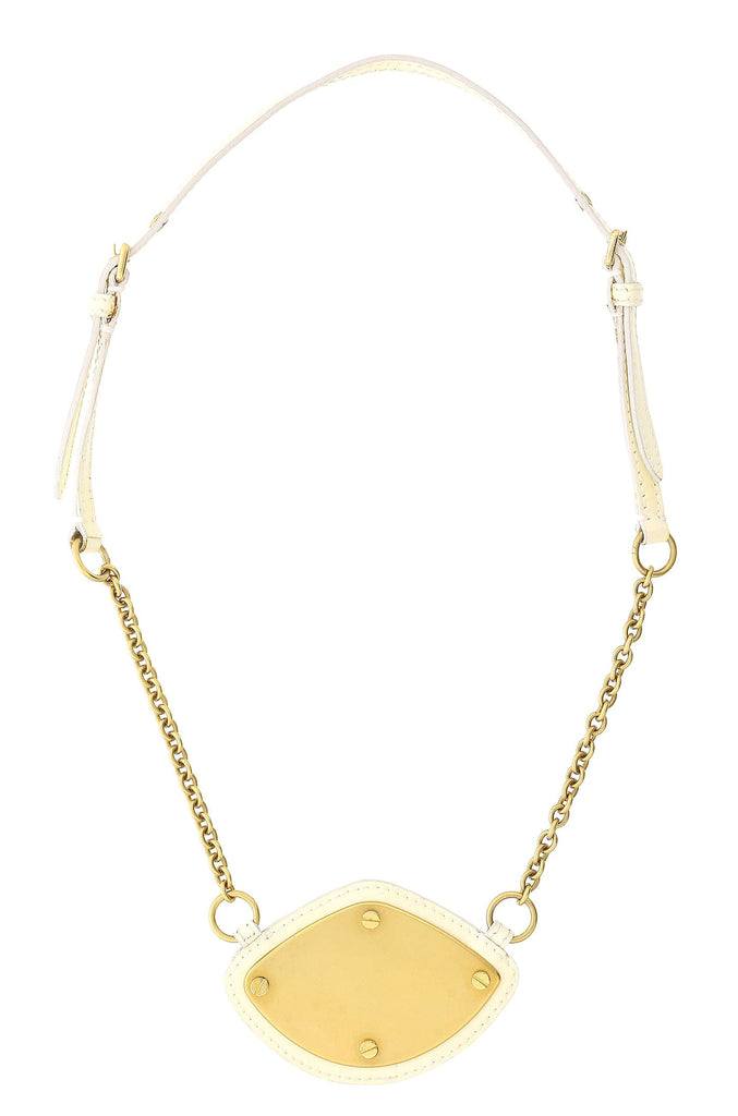 Miu Miu White Brass Plate Statement Curb Chain Pendant Necklace-One Size
