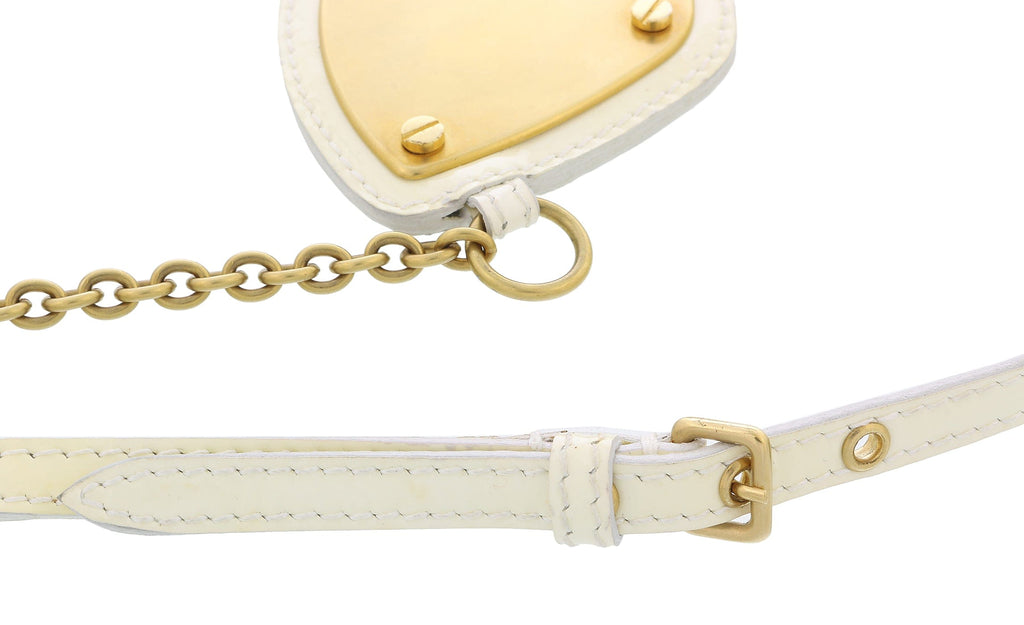 Miu Miu White Brass Plate Statement Curb Chain Pendant Necklace-One Size