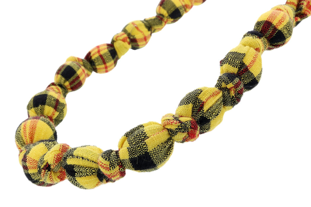 Miu Miu Yellow Plaid Bead Statement Necklace-One Size
